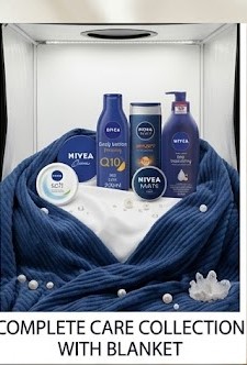 Nivea all in one care and comfort bundle with king size throw blanket. 7Pcs Gift set